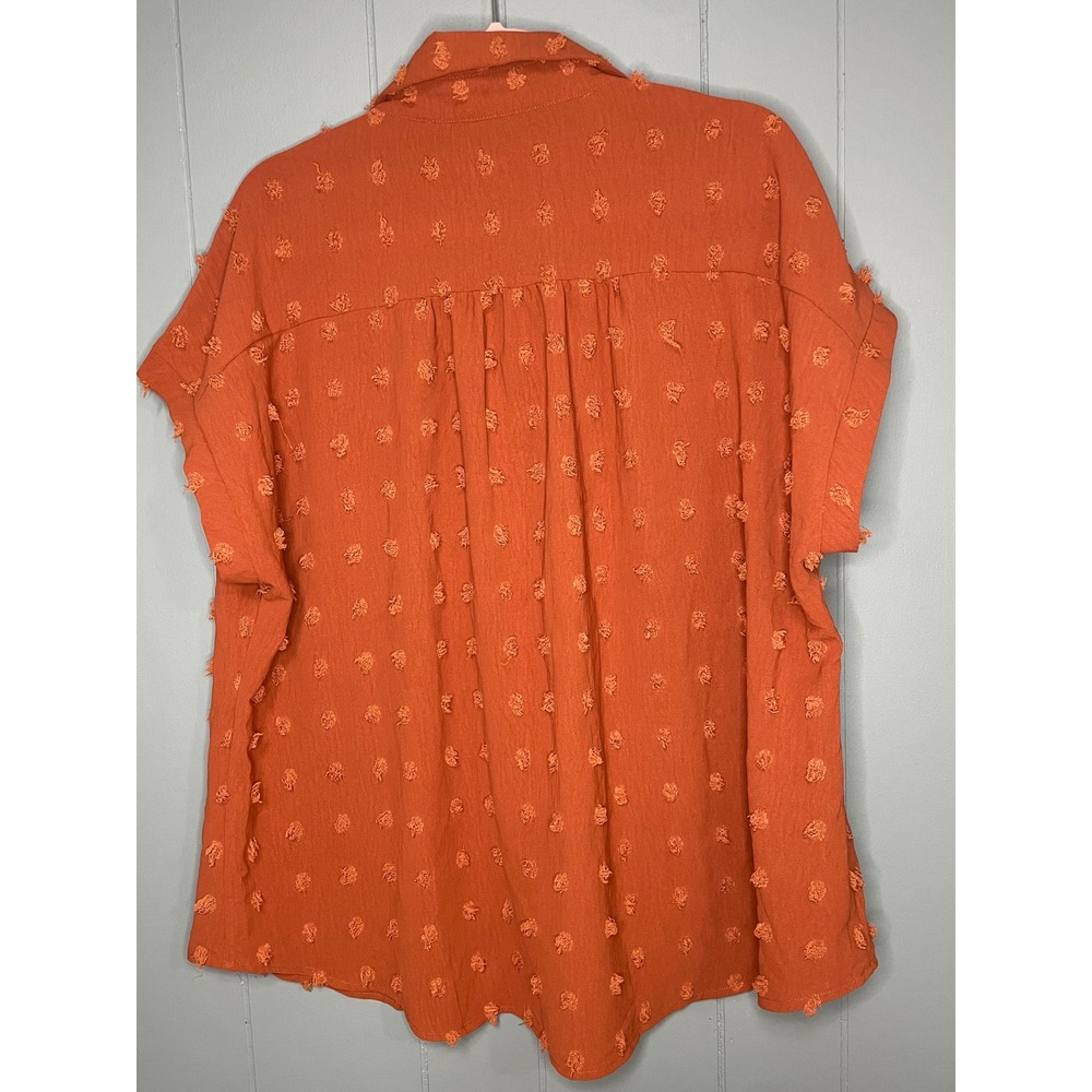 Bothenial Button Down Blouse Womens XXL Orange Excellent Pom Pom Textured Top - Picture 3 of 3